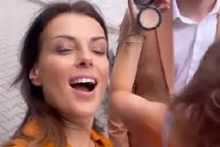 Barwy szczęścia na planie. Kasia (Katarzyna Glinka), Łukasz (Michał Rolnicki)