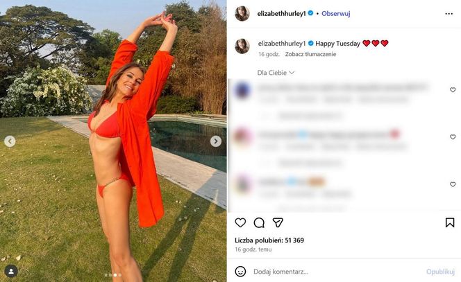 "Emerytka" Liz Hurley wygina się w bikini. Pozuje w luksusowej willi ojca kontrowersyjnej gwiazdy