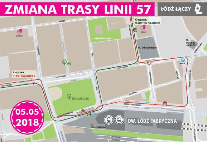 Trasa autobusu linii 57