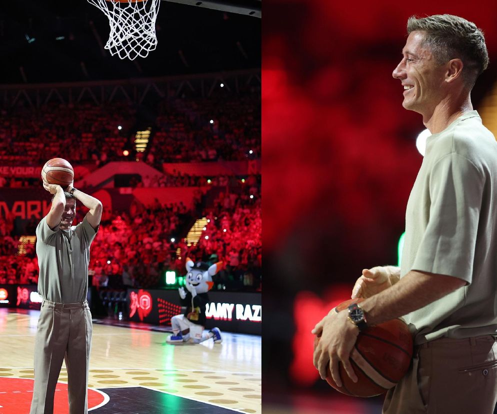 Robert Lewandowski rzucał do kosza podczas Polska - Francja