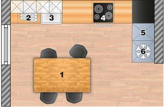 Biało-szara kuchnia z drewnianym blatem