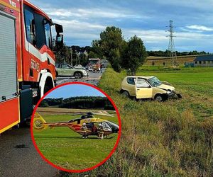 Groźny wypadek w powiecie raciborskim. Lądował LPR. Droga jest zablokowana