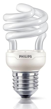 Najbardziej wydajne żarówki energooszczędne? W kształcie spirali (tu: Philips, Tornado - Turbo)