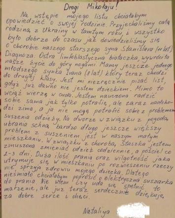 Mama ciężko chorego chłopca napisała wzruszający list do świętego Mikołaja