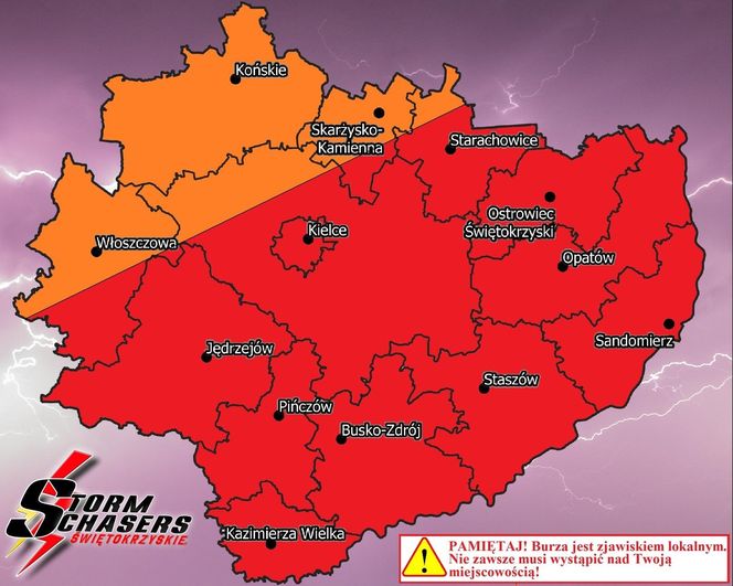 Ostrzeżenie przed silnymi burzami