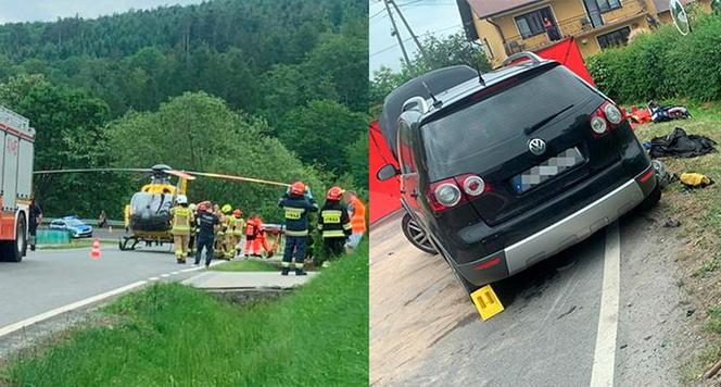 Makabryczny wypadek pod Brzeskiem. 29-letni motocyklista wbił się pod volkswagena. Nie żyje [ZDJĘCIA]