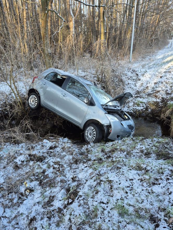 Dwa samochody wypadły z drogi koło Wojnowic niedaleko Leszna