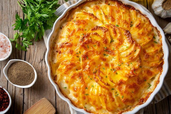 zapiekanka ziemniaczana ze szpinakiem i gorgonzolą