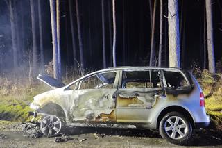 Tragiczny pożar samochodu niedaleko Krzeszyc. Nie żyje jedna osoba