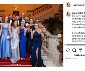Iga Świątek z zespołem na Balu Mistrzów Wimbledonu