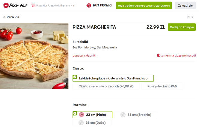 Pizza Hut - ceny 2023
