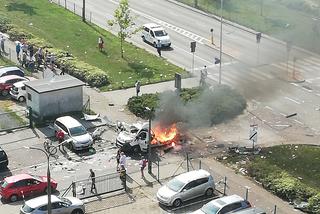 Wybuch samochodu na Bemowie