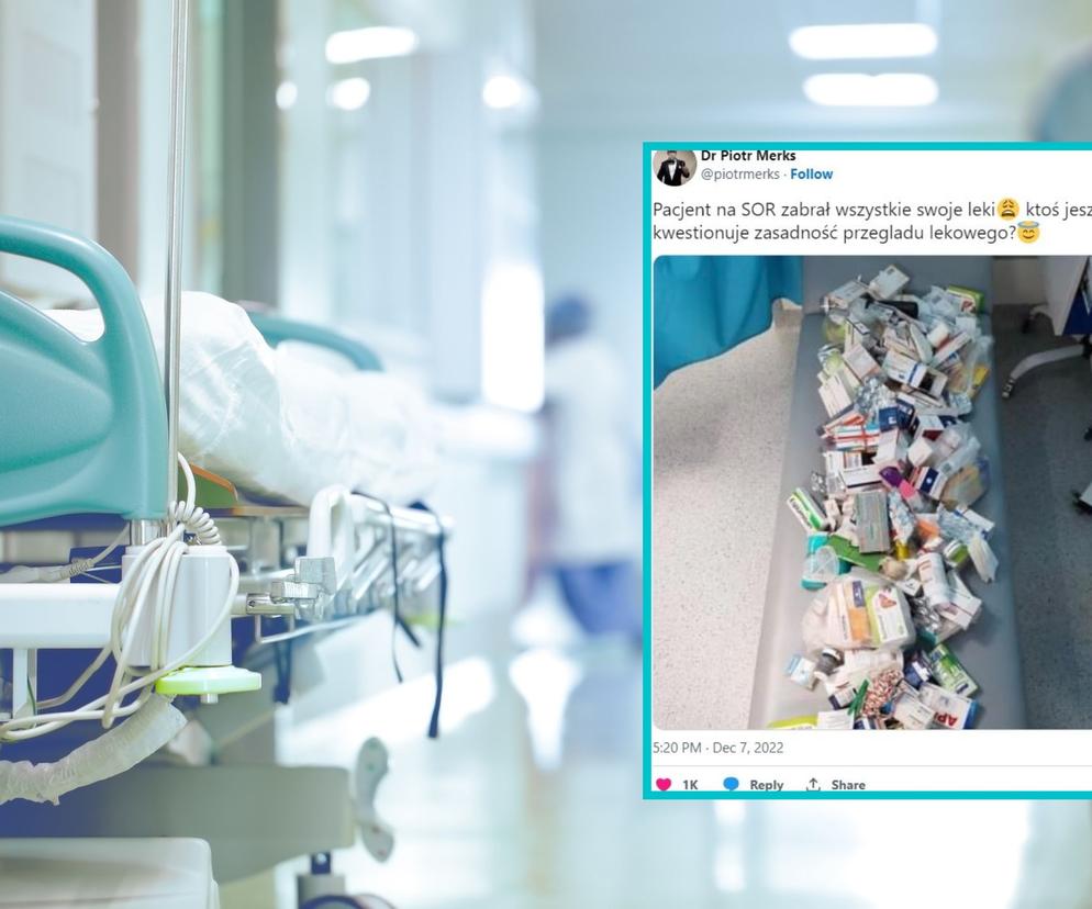 Zabrał na SOR swoje leki. Było ich tyle, że ledwo mieszczą się na kozetce