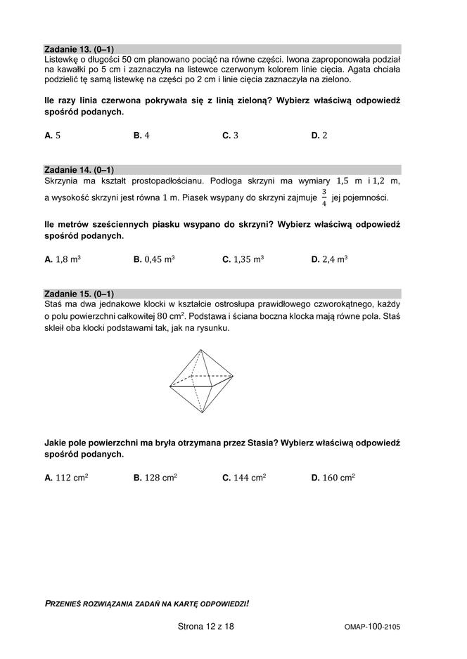  Egzamin ósmoklasisty 2021 matematyka. Arkusze CKE, pytania, odpowiedzi [26.05.2021]