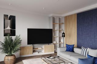 70-metrowe mieszkanie z niebieskimi akcentami