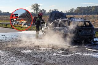 BMW płonęło jak pochodnia. Groźne zdarzenie na autostradzie A4