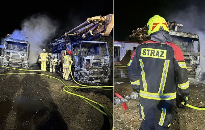 Nocny dramat pod Warszawą. Spłonęły dwie ciężarówki