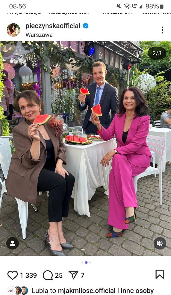 	M jak miłość nowy sezon. Aleksandra (Małgorzata Pieczyńska), Marysia (Małgorzata Pieńkowska), Paweł (Rafał Mroczek) na planie