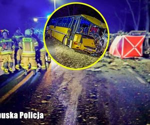 Autobus uderzył w busa z ogromną siłą! 49-latek nie żyje. Kierowca z 3 promilami. Wypadek w Lubuskiem [ZDJĘCIA]