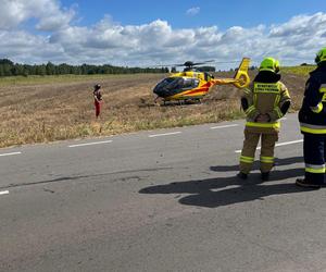 Wypadek w Adamowie. Ranną zabrał śmigłowiec LPR