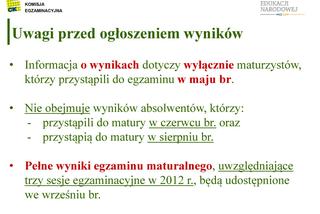 MATURA 2012 WYNIKI wstępne - ZOBACZ prezentację