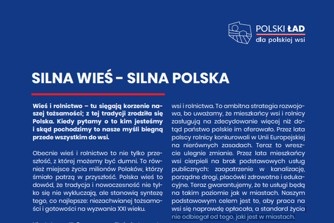 Polski Ład dla polskiej wsi