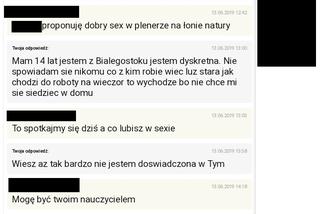 Białystok. Zapis SMS rozmowy z pedofilem zatrzymanym na ul. Warszawskiej