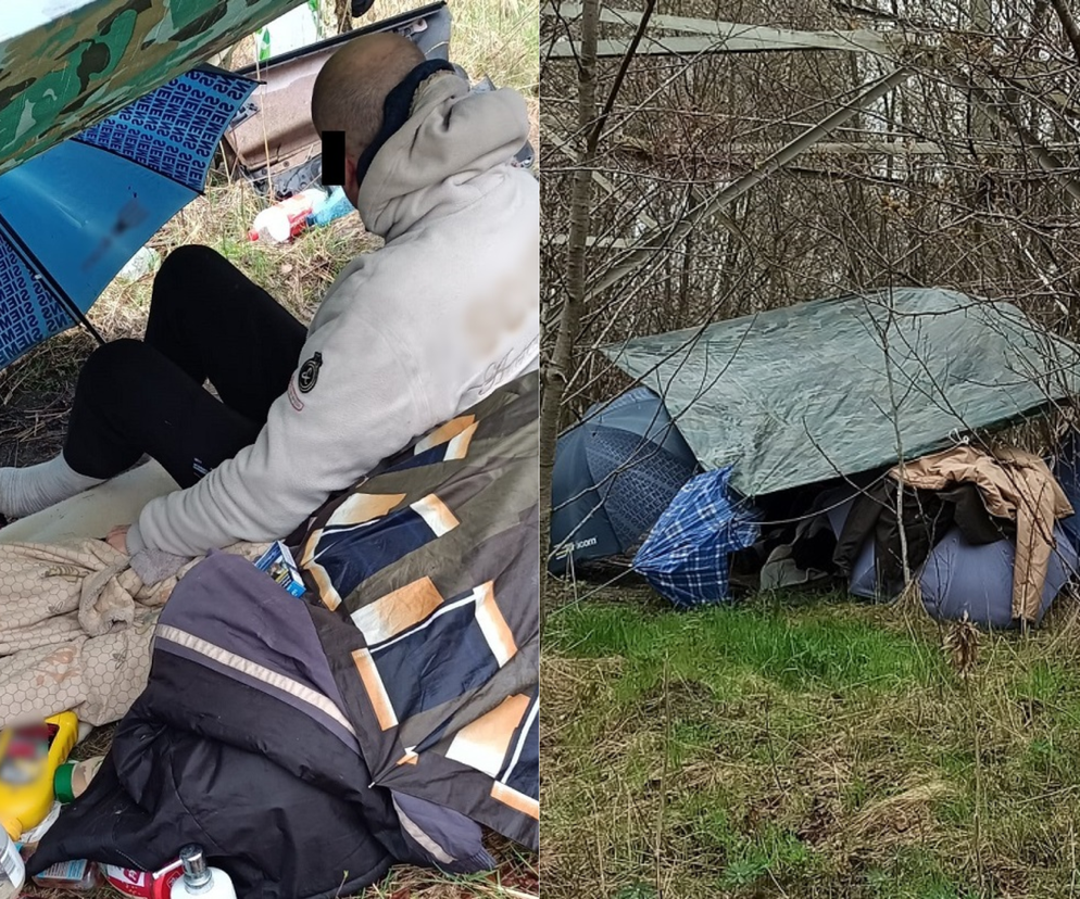 Poszukiwany 44-latek ukrywał się w lesie. Policjanci znaleźli go w szałasie