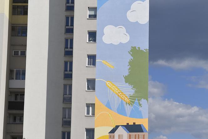 Mural na bloku przy stacji metra Trocka