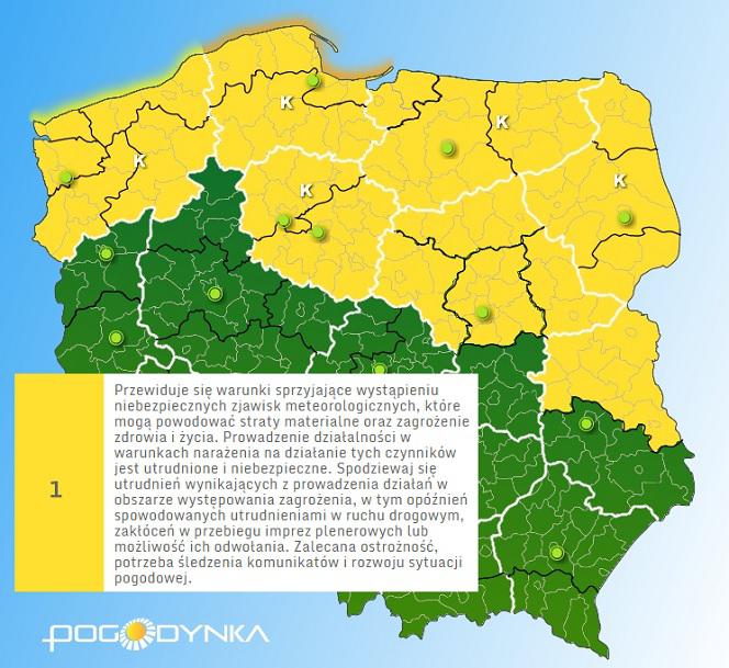 Niż Elżbieta - pogodowe ostrzeżenie IMGW