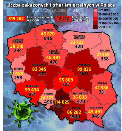 Koronawirus w Polsce. Sytuacja w psozczególnych województwach