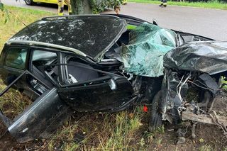 Powiat łukowski: Audi roztrzaskało się na drzewie