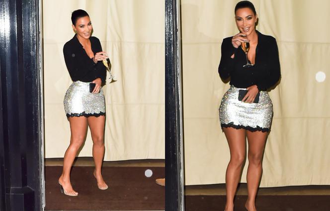 Kim Kardashian z szampanem