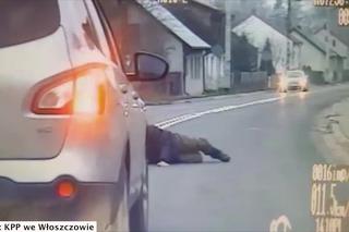 Pijany mężczyzna leżał na środku drogi - WIDEO