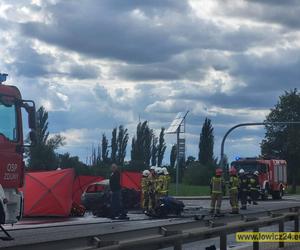 Śmiertelny wypadek pod Lowiczem. Trzy osoby nie żyje. Kobieta i dziecko sploneli w aucie