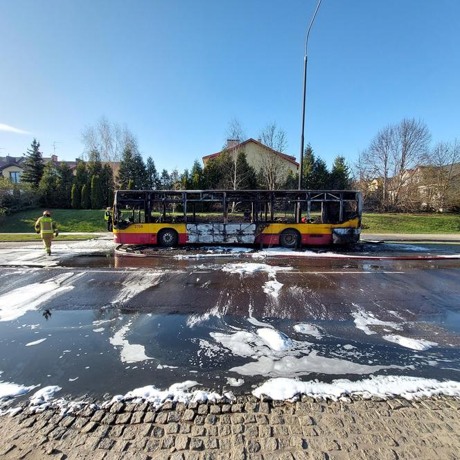 Autobus miejski spłonął doszczętnie na środku ulicy! Szok w Łodzi [ZDJĘCIA]