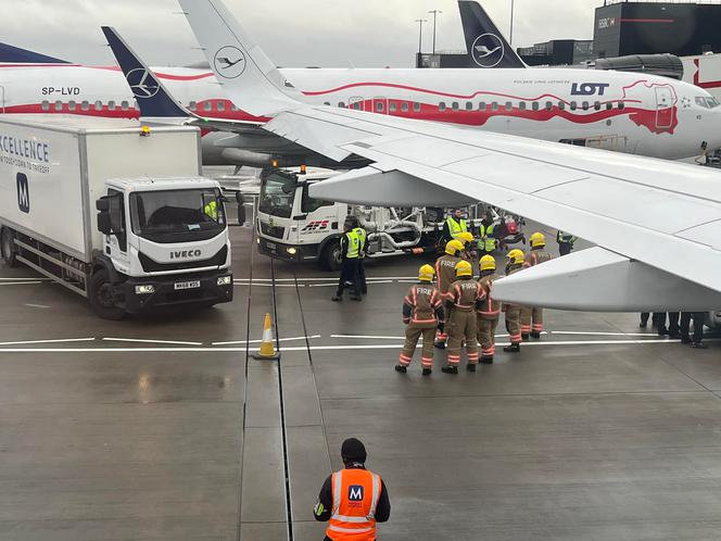 Polski samolot LOT uszkodzony na lotnisku w Londynie