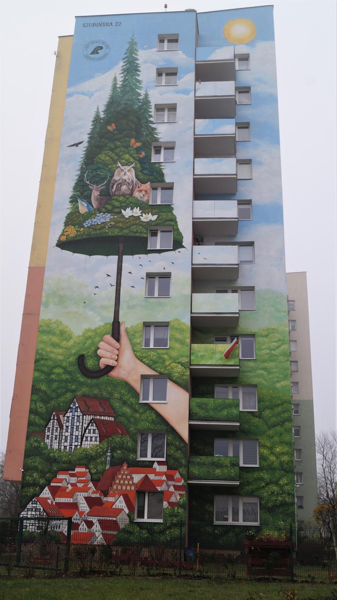 Nowy mural na bydgoskim Błoniu. Powstał ze specjalnych farb [ZDJĘCIA] 