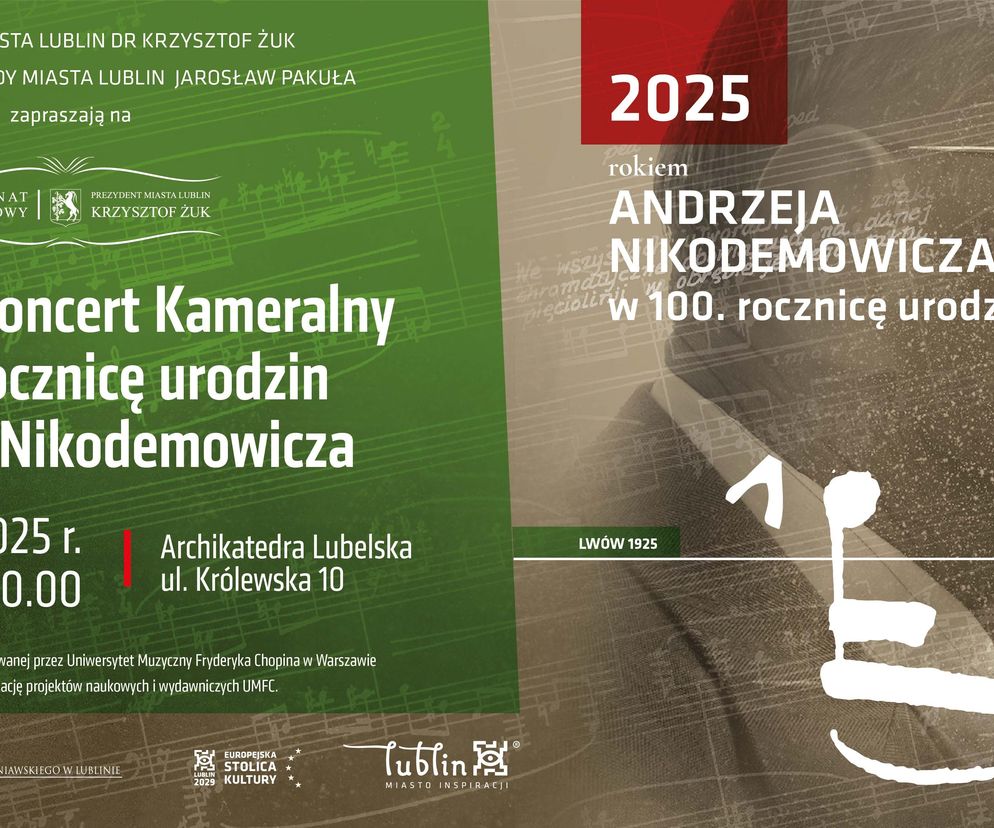 Koncert kameralny z okazji setnej rocznicy urodzin Andrzeja Nikodemowicza - plakat