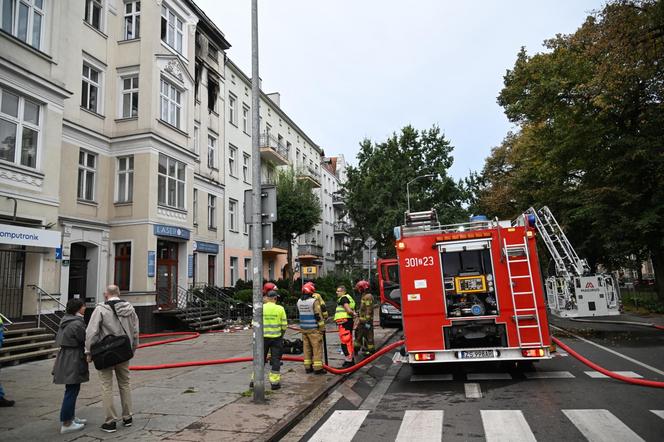 Pożar kamienicy przy al. Piastów w Szczecinie