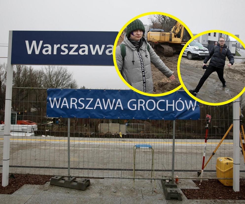 Dojście do nowej stacji przez błoto i plac budowy. PKP Warszawa Grochów jak tor przeszkód 