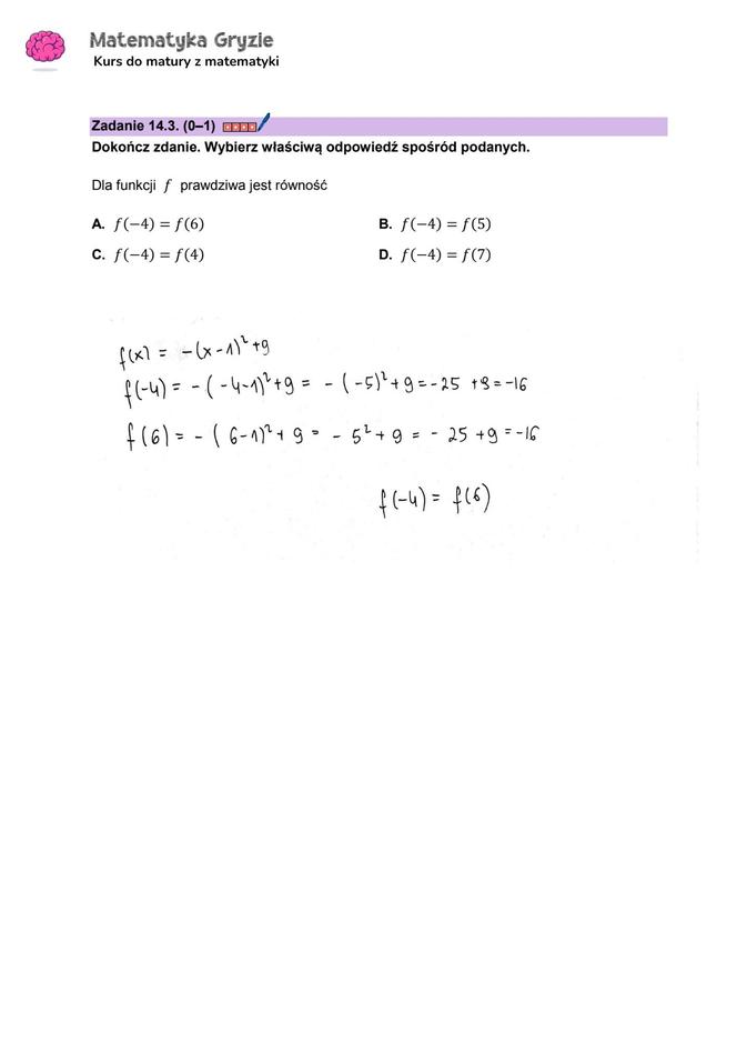 Matura z matematyki 2024 - ODPOWIEDŹ - ZADANIE 14.3