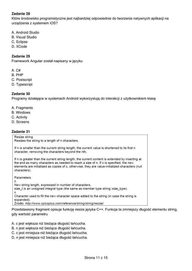 Egzamin zawodowy informatyk - przykładowe zadania. Nazwa kwalifikacji: Projektowanie, programowanie i testowanie aplikacji