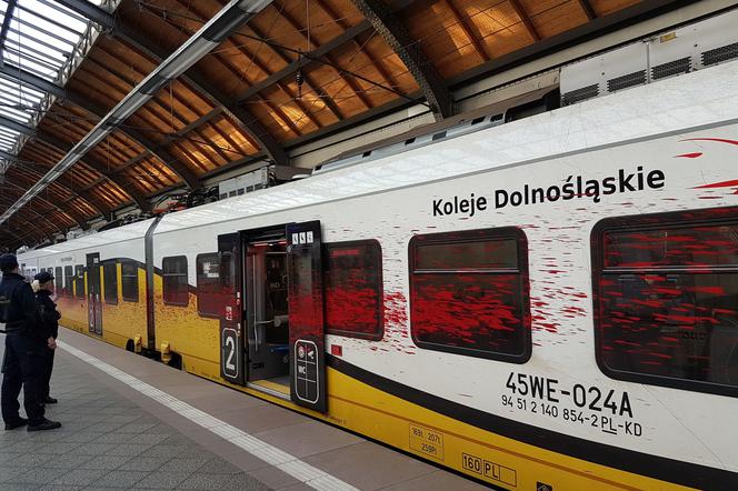 Ktoś pomalował pędzący 130 km/h pociąg Kolei Dolnośląskich