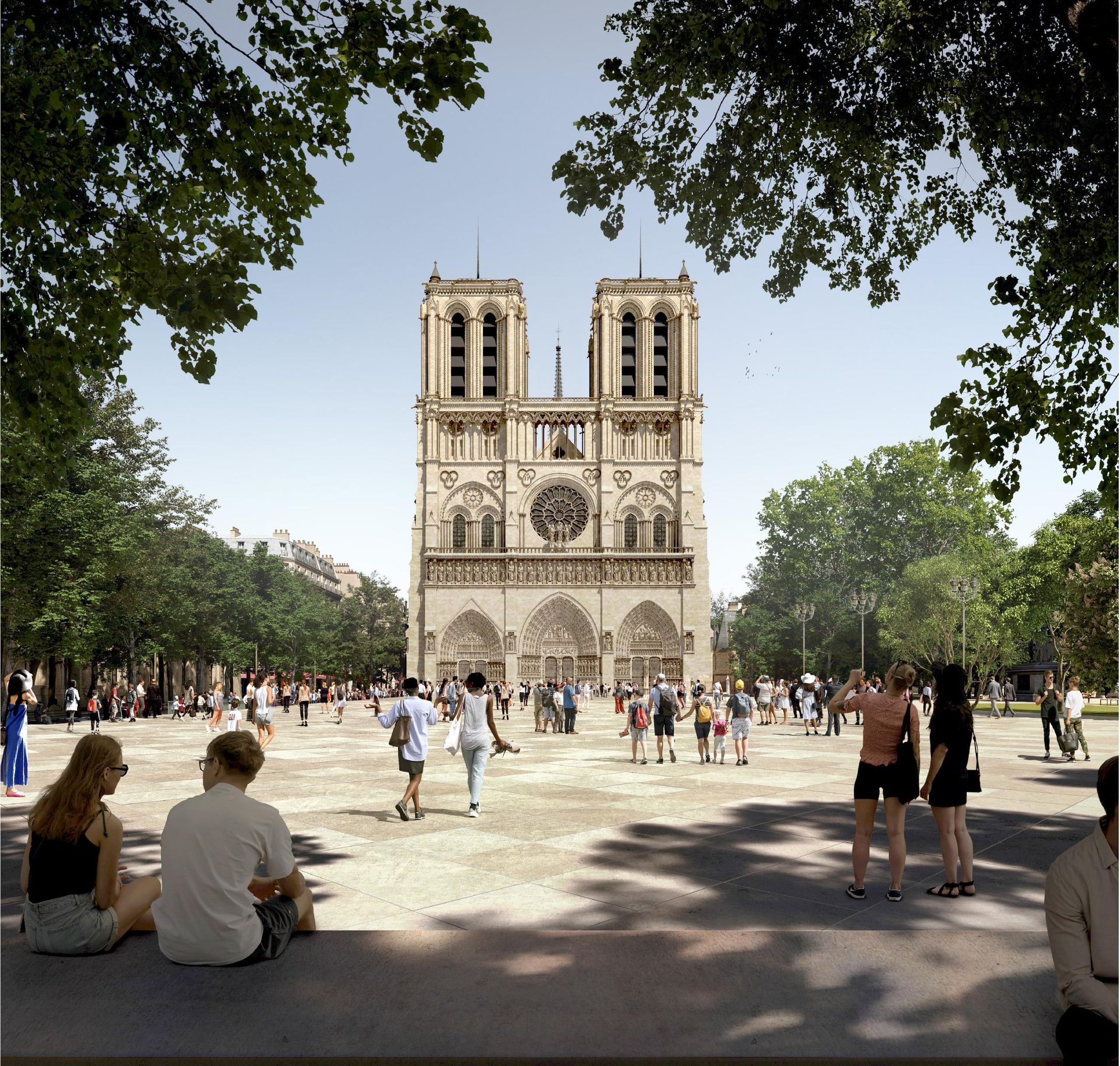 Projekt zagospodarowania przestrzeni Notre Dame po odbudowie