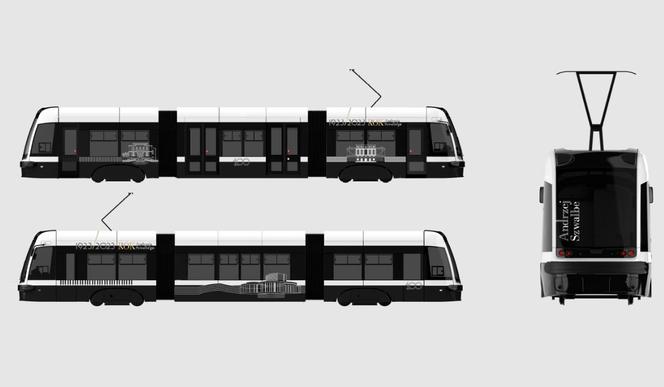 Czarno-białe barwy, a pod oknami ciekawe grafiki. Ten tramwaj będzie sie wyróżniał. 