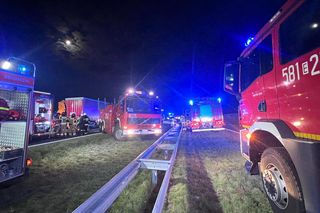 Śmiertelny wypadek na A1 pod Zgierzem. Zderzyły się trzy pojazdy, w tym dwa tiry [ZDJĘCIA].