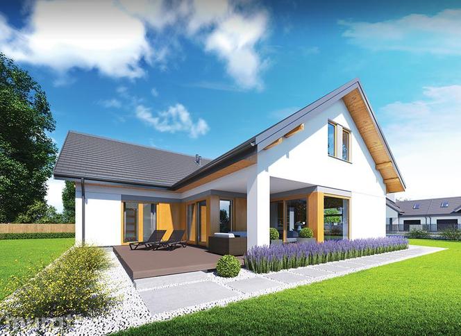 Projekt domu parterowego 120 m² z garażem. To Szafranowy z katalogu Muratora