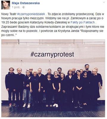 Maja Ostaszewska wspiera czarny protest