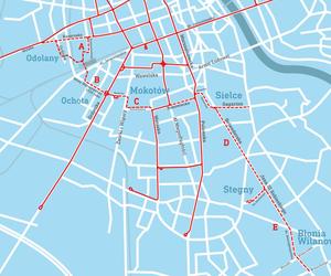 Trasa tramwajowa łącząca Wolę z Wilanowem: mapa